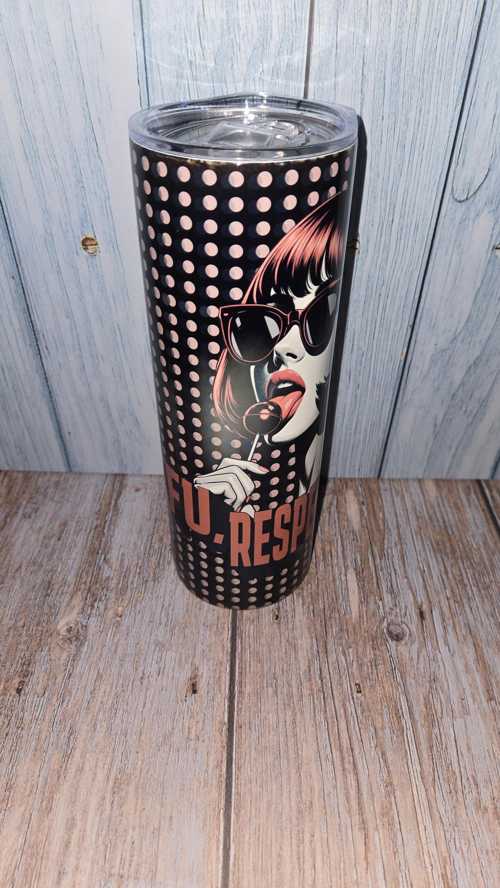 STFU Respectfully Tumbler 20 oz Funny Sarcastic Tumbler for Women Sassy Quote Cup Bold Attitude Gift Stainless Steel Mug reusable coffee cup