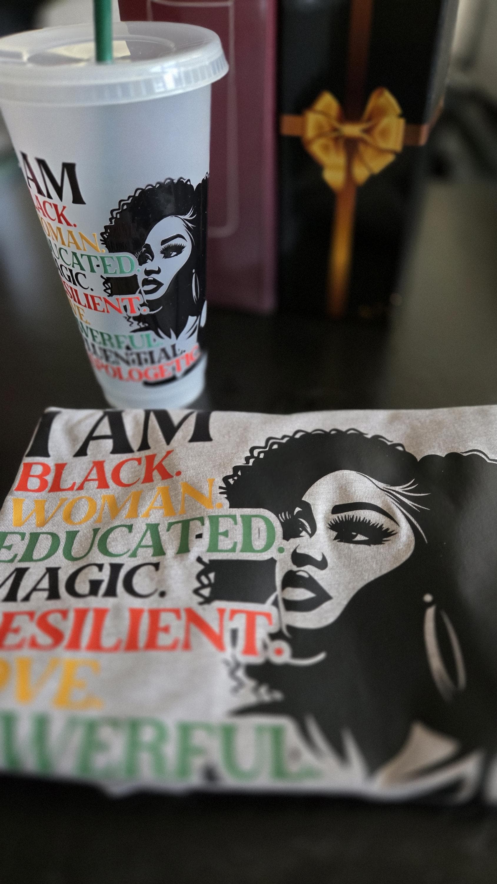 Affirmation T-Shirt and Tumbler Set Motivational Graphic Tee and Cold Drink Tumbler Set Melanin Tee Empowered Woman Apparel Gift for Her