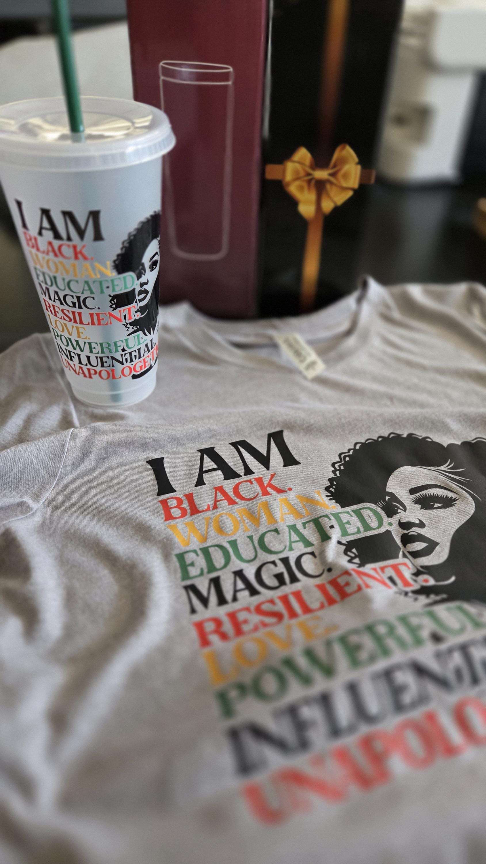 Affirmation T-Shirt and Tumbler Set Motivational Graphic Tee and Cold Drink Tumbler Set Melanin Tee Empowered Woman Apparel Gift for Her
