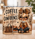 Leopard Print Coffee Cup 20 oz Skinny Tumbler Travel Mug Coffee Lover Gift for Women Daily Affirmation