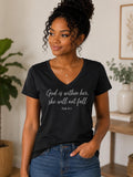 God Is Within Her Shirt | Psalm 46:5 Christian V-Neck T-Shirt Women's Faith Graphic Tee Crew Neck Bible Shirt Inspirational Christian Gift