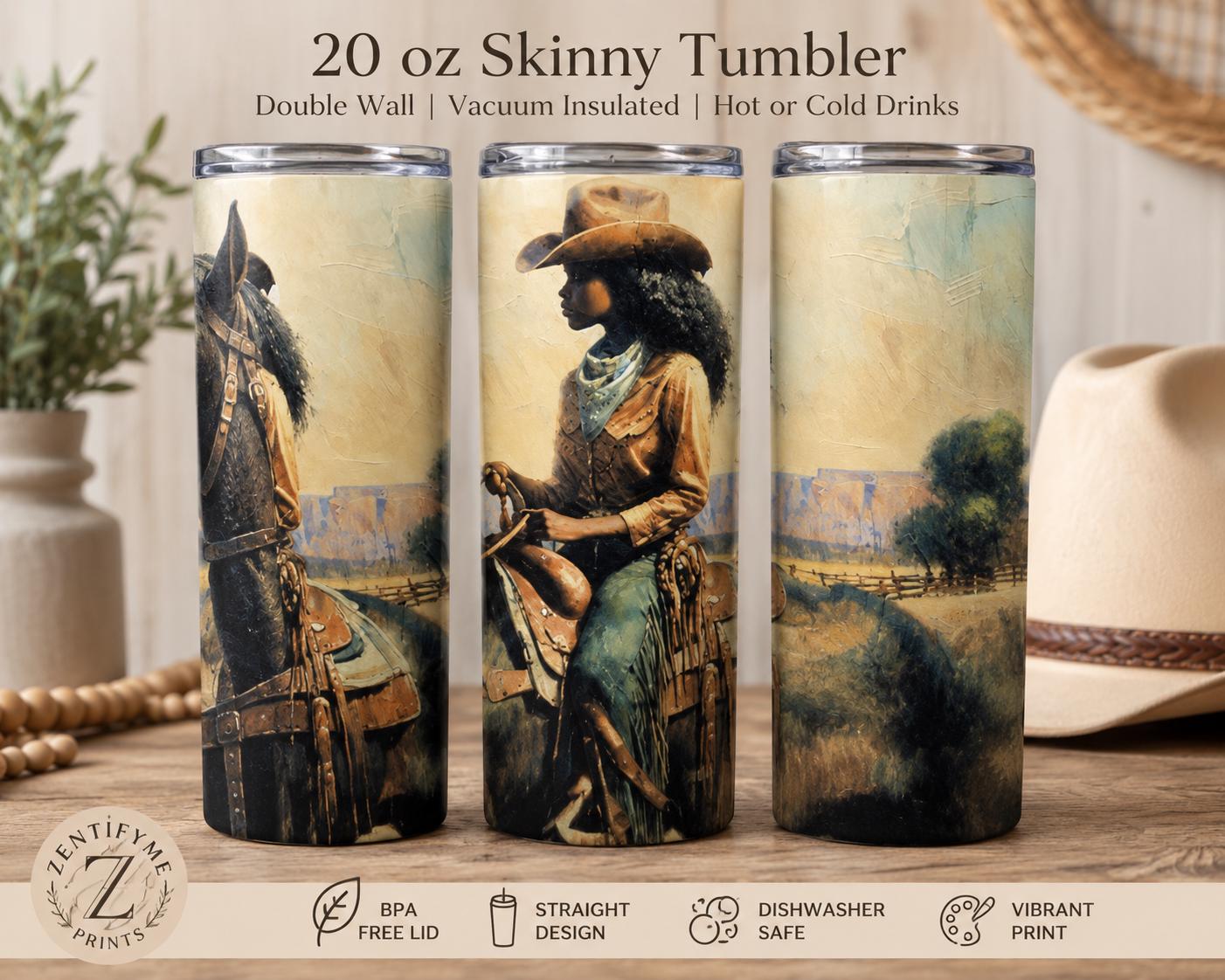 BGM Cowgirl Tumbler 20 oz Western Cowgirl Travel Mug Rustic Western Rodeo Stainless Steel Tumbler Horse Lover Ranch Tumbler Gift for Her