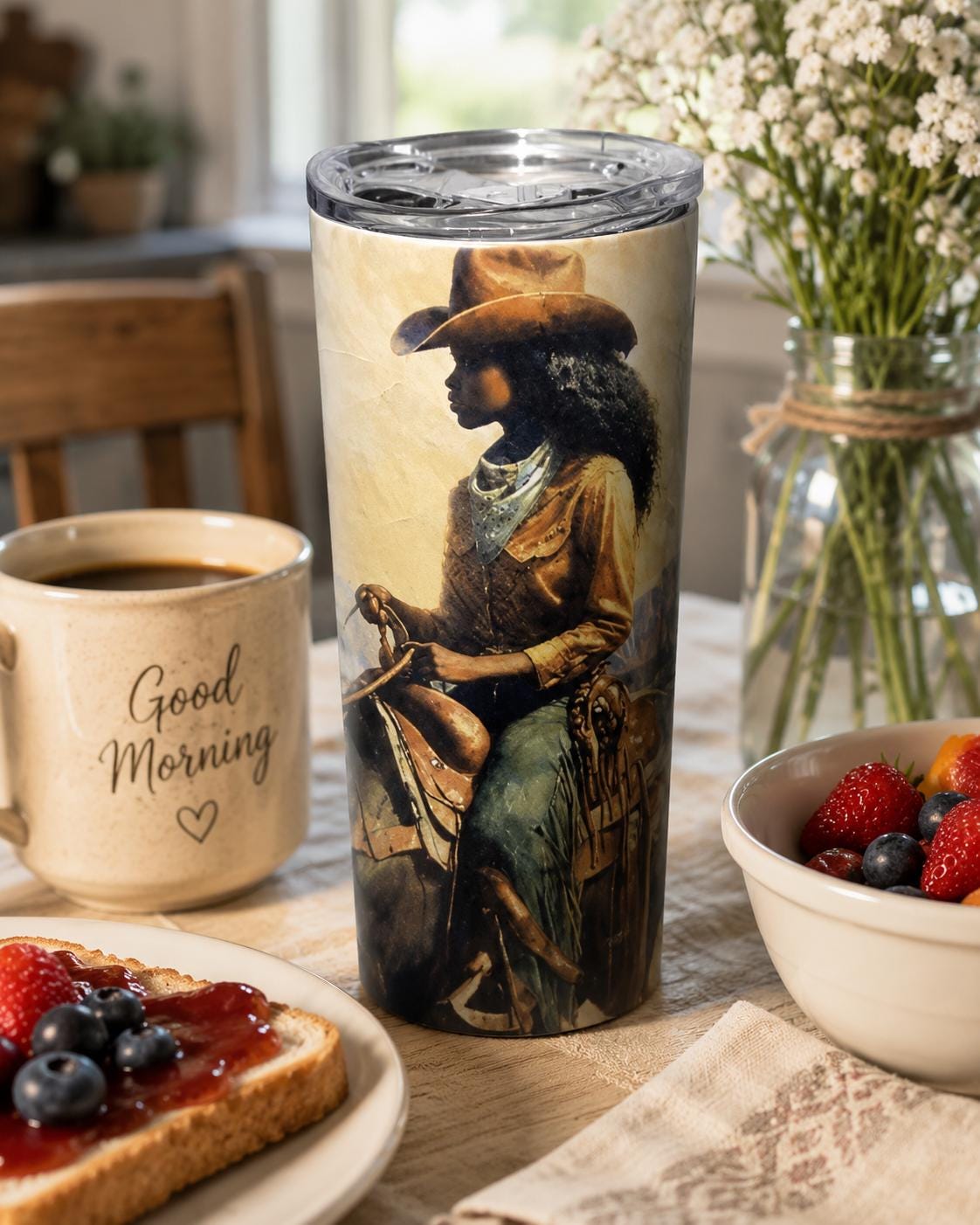 BGM Cowgirl Tumbler 20 oz Western Cowgirl Travel Mug Rustic Western Rodeo Stainless Steel Tumbler Horse Lover Ranch Tumbler Gift for Her
