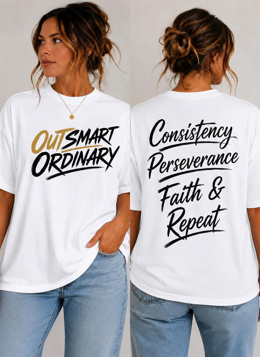 Gym Faith Mindset Faith Tshirt Christian Motivation Shirt Consistency Perseverance Faith & Repeat Tee Inspirational Graphic Apparel