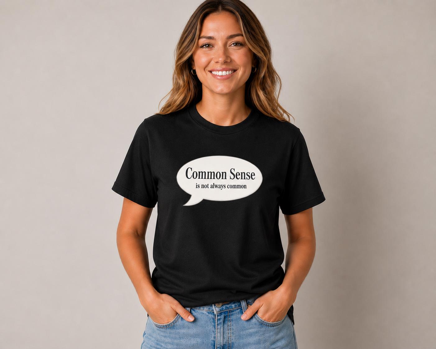 Common Sense Funny sarcastic apparel Office coworker gifts Statement graphic tees Unisex casual fashion Birthday and holiday gift