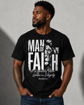 Man of Faith Christian T-Shirt Proverbs 20:7 Bible Verse Shirt Lion of Judah Graphic Tee Christian Men's Gift Faith-Based Inspirational Tee
