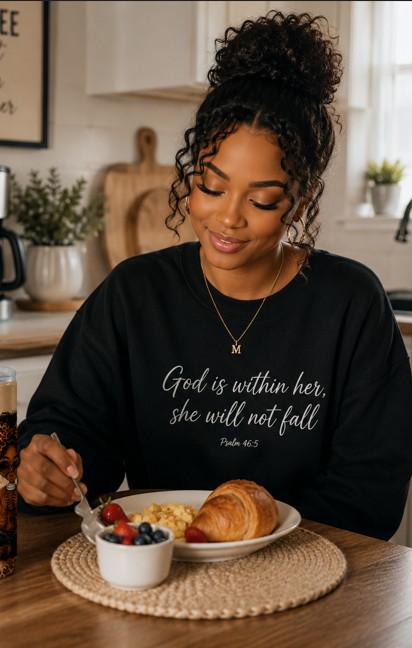 God Is Within Her Sweatshirt Psalm 46:5 Christian Sweatshirt Faith Crewneck Inspirational Bible Verse Sweatshirt Christian Gift for Women