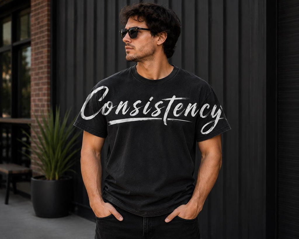 Consistency Graphic T-Shirt Motivational Tee Oversized Style Shirt Streetwear Inspirational apparel Unisex Graphic Business Apparel Gift