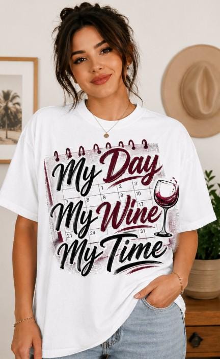 My Day My Wine My Time Shirt, Wine Lover T-Shirt, Funny Wine Tee for Women, Girls Wine Night Shirt, Mom Wine Shirt Gift